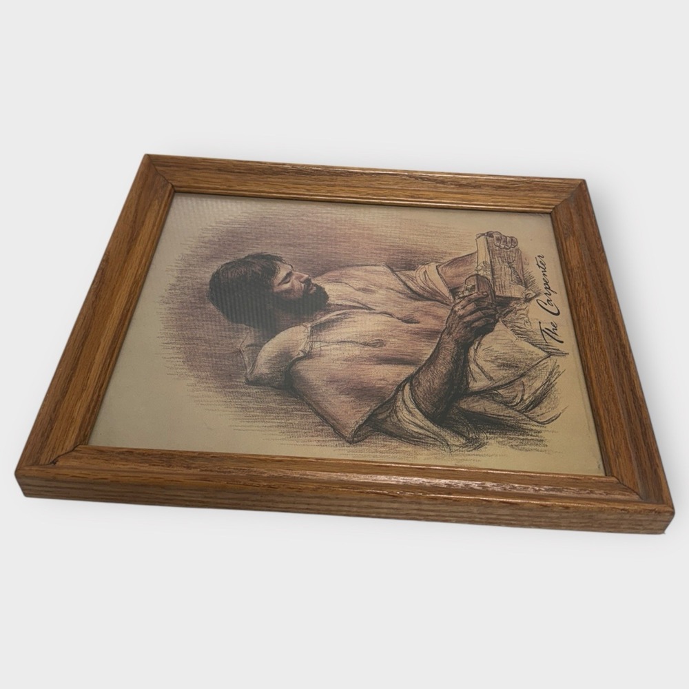 EXTREMELY RARE VINTAGE 1981 FRANCES HOOK THE CARPENTER JESUS PRINT LITHOGRAPH - Picture 2 of 6